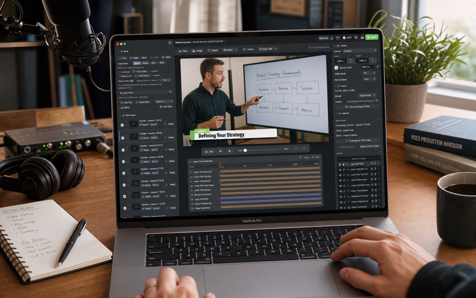 WaffEdit batch render workflow for course videos
